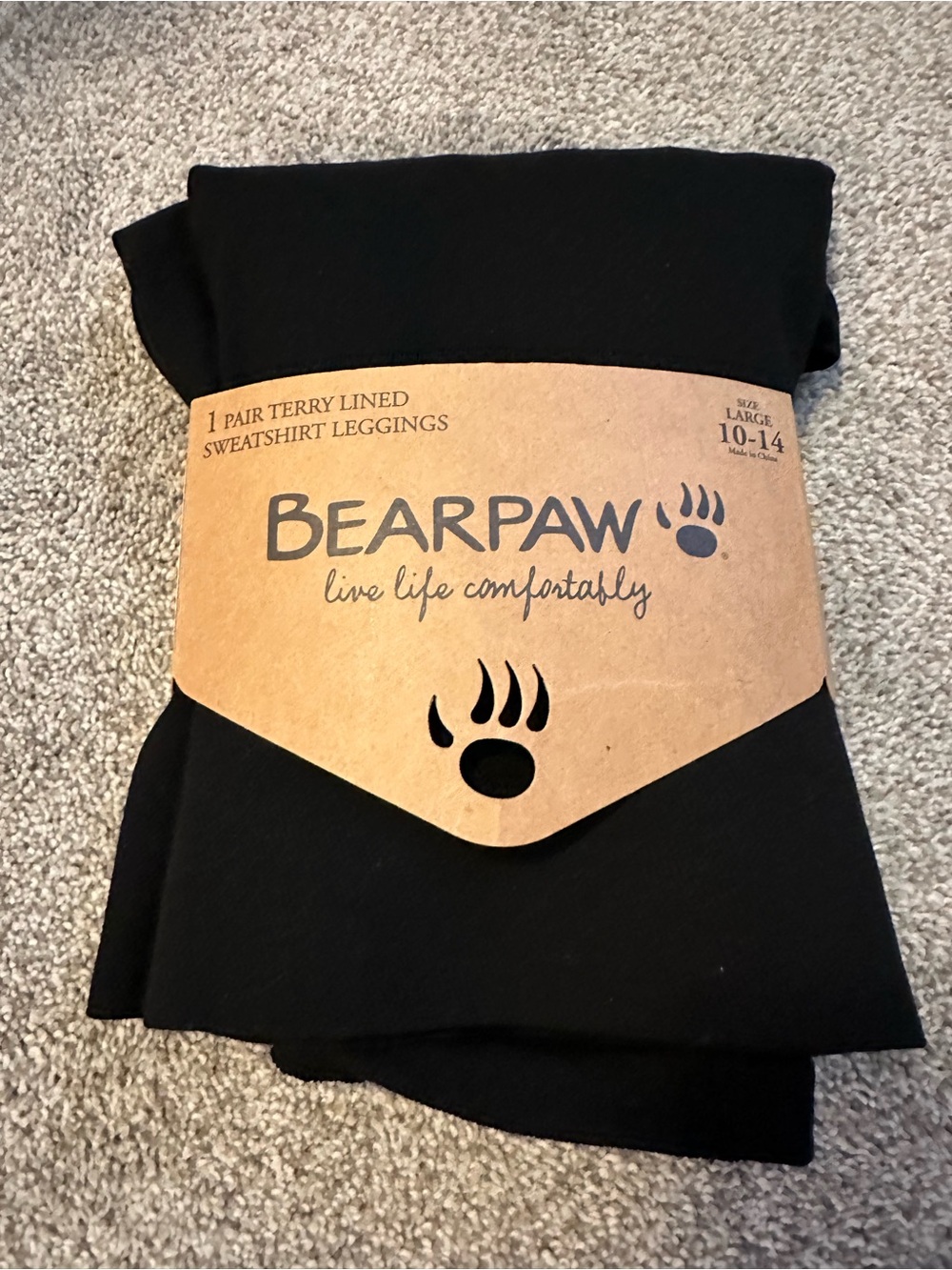 BearPaw Black Terry-Lined Sweatshirt Leggings NWT Size Large